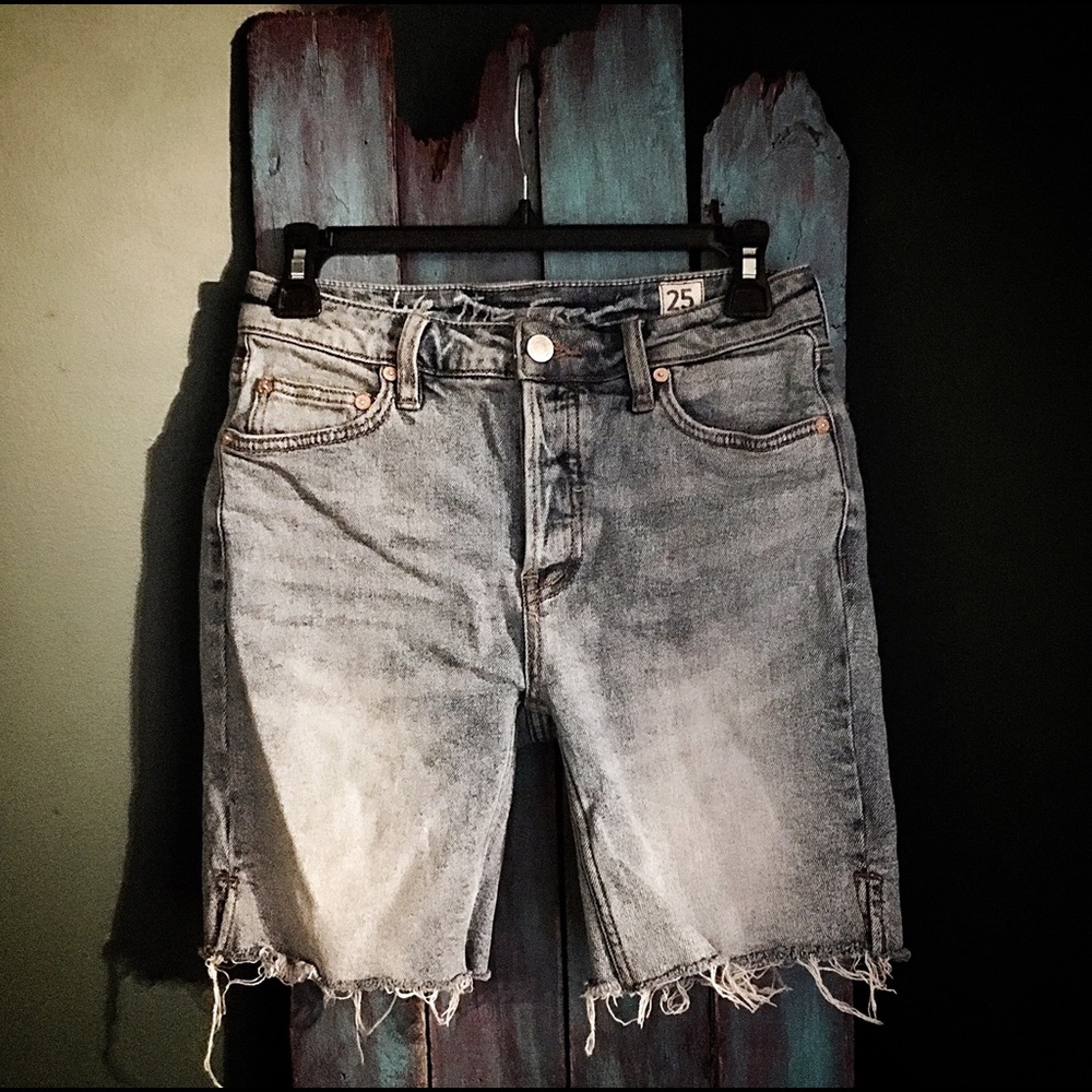 Free People Light Wash Denim Bermuda Shorts